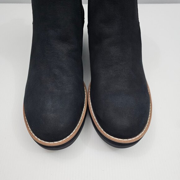 Eileen Fisher Luv Ankle Bootie Womens 11 Black Leather Wedge Chelsea Pull On - Picture 5 of 13